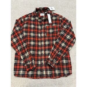 New BDG Mens Red Plaid Corduroy Button Down Long Sleeves Large